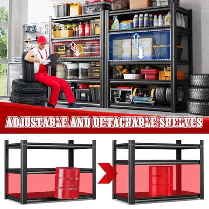 5-Tier Heavy Duty Metal Garage Shelving 3 Pack 71.2" Hx46 Wx20 D - size: 45.7"Wx20"Dx71"H