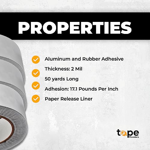 WOD Aluminum Foil Tape - 1/2 inch x 50 yd. Heat Shield Reflective Sealant Tape - Ideal for HVAC, Duct, Pipe, and Metal Insulation and Repair Home or Business Uses AFTR36 - size: 1/2 inch (12mm)