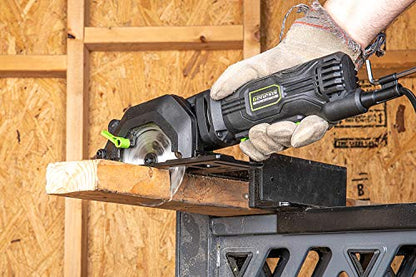 Genesis GCS445SE 4.0A 4-1/2-Inch Compact Circular Saw | 24T Carbide-Tipped Blade | 3,500 RPM | 45° Bevel | Depth Adjustment | Parallel Guide | Vacuum Adapter - style: Mini Circular Saw 4-1/2"