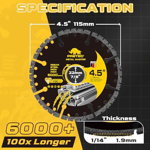 4 1/2" Diamond Cut Off Wheels, Angle Grinder Cutting Disc for Metal, 3PCS - size: 4 1/2 INCH