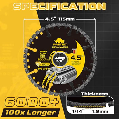 4 1/2" Diamond Cut Off Wheels, Angle Grinder Cutting Disc for Metal, 3PCS - size: 4 1/2 INCH