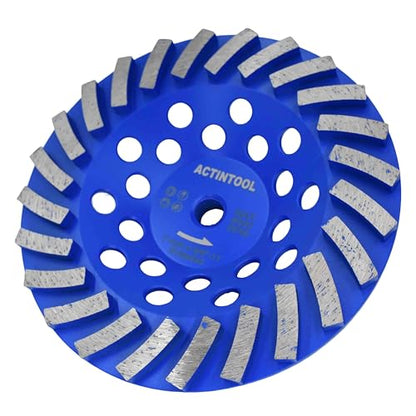 7 in. x 5/8-11 in. Threaded Arbor 24 Segments Diamond Turbo Grinding Cup Wheel, 7 Inch Diamond Cup Grinding Wheel for Granite Marble Concrete (5/8"-11 Threaded) - style: 7 Inch 5/8"-11 Threaded