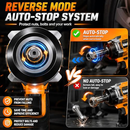 740 Ft-lbs Cordless 1/2" Brushless Impact Wrench with 4.0Ah Battery - size: 1000N.m-1 Battery