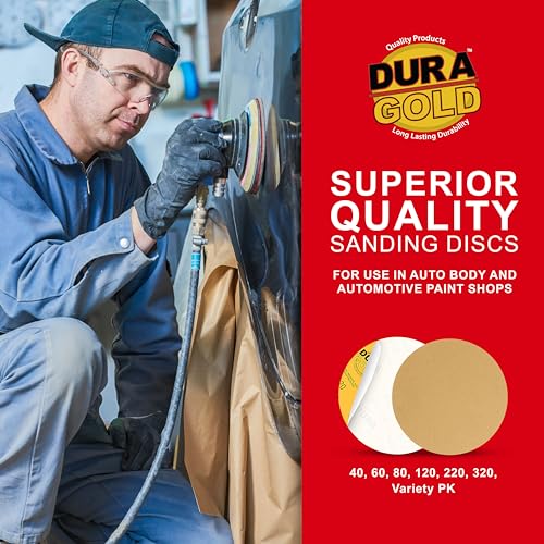 Dura-Gold 8" Gold PSA Sanding Discs, 120 Grit (Box of 10) - Self Adhesive - size: 120-Grit