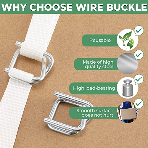 3/4" Heavy Duty Metal Wire Buckle for Woven Cord Strapping 100 Pack - style: Pack of 100