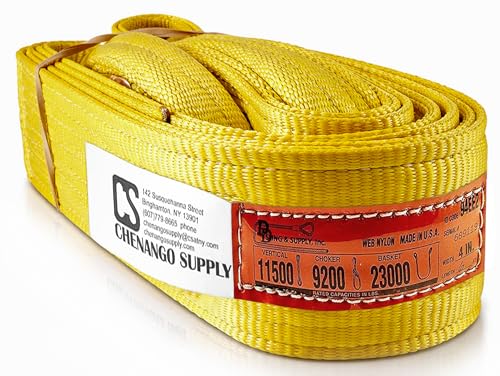 DD Sling 4 Inch x 6 Foot Nylon Lifting Sling – USA Made, 11,500 lb Vertical, 9,200 lb Choker, 23,000 lb Basket – 2-Ply Heavy Duty 900 Webbing, Type 3 Flat Eye & Eye Rigging Sling - size: 4"x6'