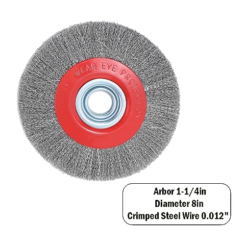 8in Bench Wire Wheel Brush for Bench Grinder Coarse Crimped Steel Wire 0.012" with 1/2" 5/8" 3/4" 7/8" 1"(5sets) Spacer Arbors - 4pack - style: 8in 4pcs