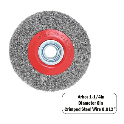 8in Bench Wire Wheel Brush for Bench Grinder Coarse Crimped Steel Wire 0.012" with 1/2" 5/8" 3/4" 7/8" 1"(5sets) Spacer Arbors - 2pack - style: 8in 2pcs