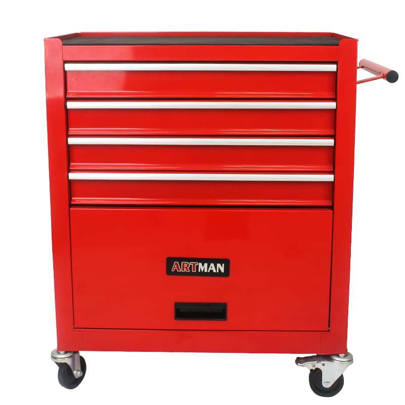 Lockable 4-Drawer Rolling Tool Chest, Red - color: Red, size: 4 drawer