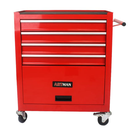Lockable 4-Drawer Rolling Tool Chest, Red - color: Red, size: 4 drawer
