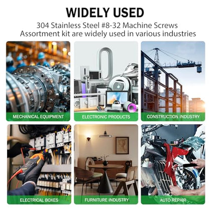 Twidec/#6-32x2 inch Flat Head Machine Screws Assortment kit,30PCS 304 Stainless Steel Phillips Flat Head Electricians Screws Long for Electrical Wall Plate Switch, Receptacles Mounting Screws - size: #6-32x2"