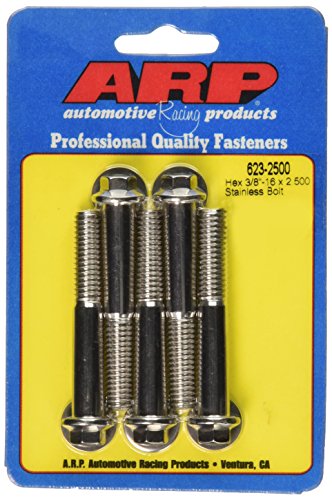ARP 6232500 5-Pack Of Stainless Steel Hex Bolts, Size 3/8-16, 2.500 Under Head Length
