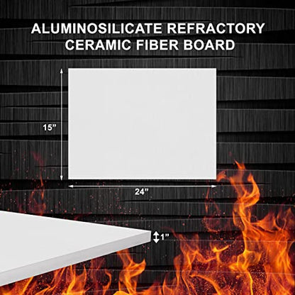 SIMOND STORE Ceramic Fiber Insulation Board, 1" Thick x 15" x 24", 2 Pack - size: 1" x 15" x 24" - 2 Pack