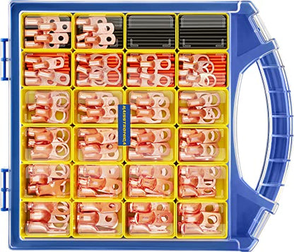 haisstronica 220PCS Battery Cable Lug & Heat Shrink Kit AWG 8/6/4/2/1 - color: Bare Copper, size: 220 PCS