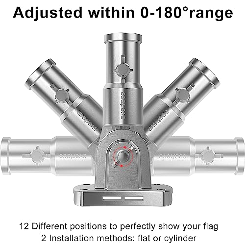 Heavy Duty Stainless Steel Flag Pole Kit - 180° Adjustable Bracket - color: Silver flag pole with bracket