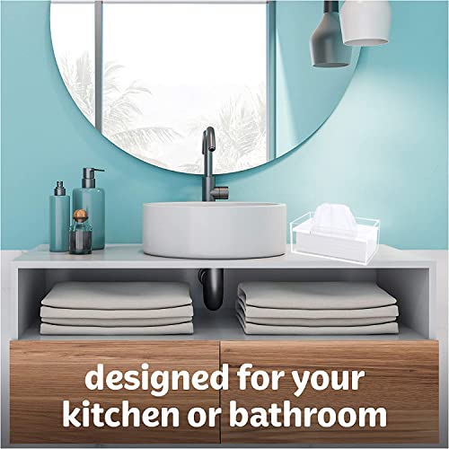 SANRUI Clear Acrylic Facial Tissue Box Cover Holder with 8mm Top Lid Rectangle Napkin Dispenser Organizer for Bathroom, Kitchen and Office Desk - color: Clear