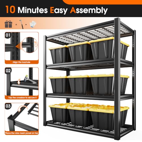 REIBII 40" W Garage Shelving with Double-Layer Frame for Homeowners and DIY - size: 40"W x 19.7"D x 59.9"H
