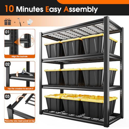 REIBII 40" W Garage Shelving with Double-Layer Frame for Homeowners and DIY - size: 40"W x 19.7"D x 59.9"H