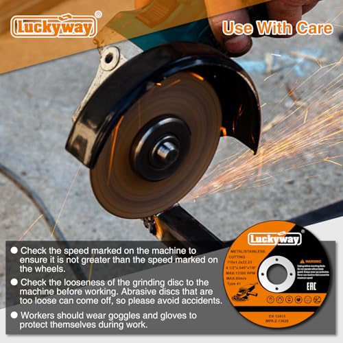 Luckyway 4-1/2 Inch Cut Off Wheels, 4-1/2"x.045“ x7/8" Cutting Wheel, Angle Grinder Cutting Disc for Metal and Stainless Steel Cut - 52 Pack