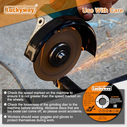 Luckyway 4-1/2 Inch Cut Off Wheels, 4-1/2"x.045“ x7/8" Cutting Wheel, Angle Grinder Cutting Disc for Metal and Stainless Steel Cut - 52 Pack