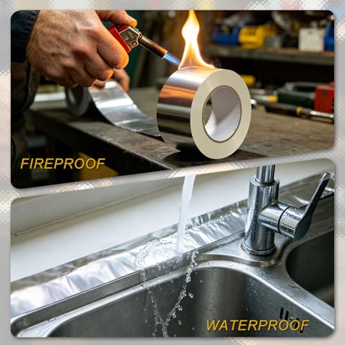 Aluminum Foil Tape, 4 in x 55 yd Heavy Duty Silver HVAC Tape - size: 4 Inch x 55 Yards