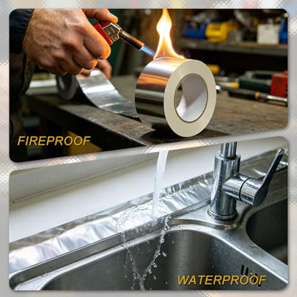 Aluminum Foil Tape, 4 in x 55 yd Heavy Duty Silver HVAC Tape - size: 4 Inch x 55 Yards