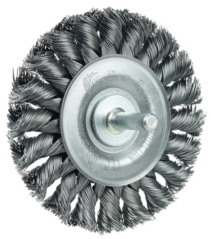 Weiler 17682 3-1/4" Stem-Mounted Knot Wire Wheel, .020" Steel Fill, 1/4" Stem, Made in The USA (Pack of 5) - size: 0.020" Wire Size, style: Pack of 5
