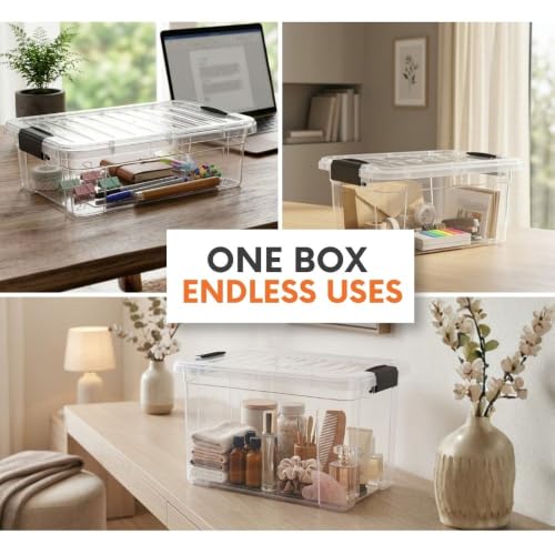Superio Deep Storage Organizer Bin with Lid X-Deep Small Clear Storage Box with Latch for Home, Kitchen, Garage- Store, Food, Supplies, and Hair Accessories (4.75 Quart) - size: 4.7 Quart