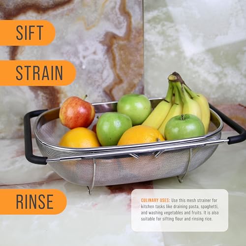 U.S. Kitchen Supply Stainless Steel Colander Strainer - 6-Quart Collapsible