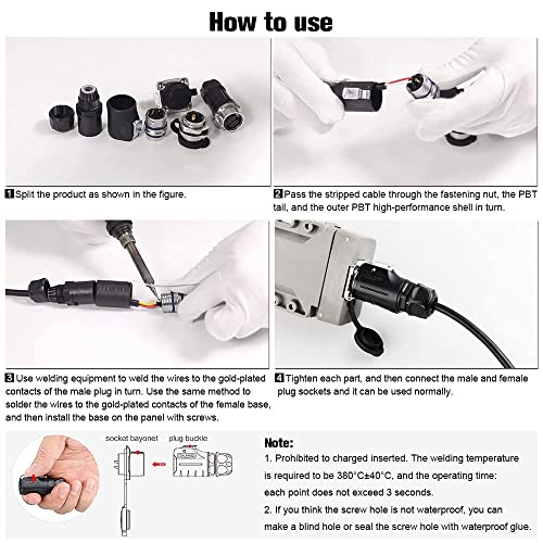 2 Pin Connector Waterproof Connector, Industrial Solder Power Connector, Aviation Cable Connector for Automotive, Marine, Lights and Other Indoor/Outdoor Electrical Wire Connections - style: 2 PIN