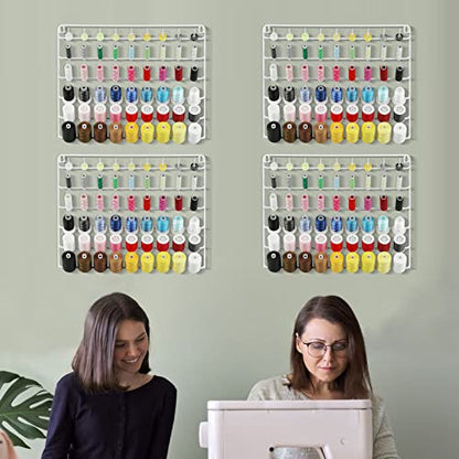 YBING Thread Holder Organizer Wall, 54-Spool Sewing Thread Rack - color: White