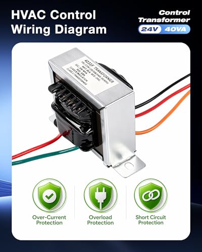 1 Pack 24V Control Transformer 40VA, Primary 120/208/240V Secondary Output, Class 2 Low Voltage Unit for HVAC Furnace Multi Tap, Replacement 4031F PF42440 GT446 (1)
