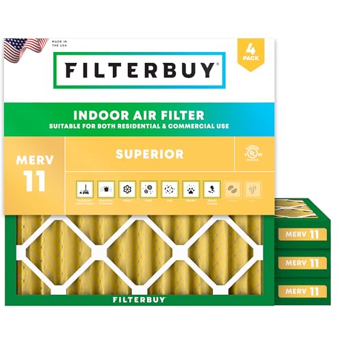 Filterbuy 10x10x2 Air Filter MERV 11 Pet & Allergy Defense (4-Pack) - size: 10x10x2
