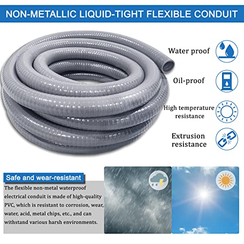 1/2inch 100ft Liquid-Tight Conduit and Connector Kit,Flex Conduit - size: 1/2IN,100FT