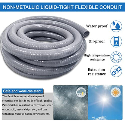 Liquid-Tight Conduit 50 ft 8 Pieces Connector Kit,Electrical Conduit 1/2 - size: 1/2IN,50FT