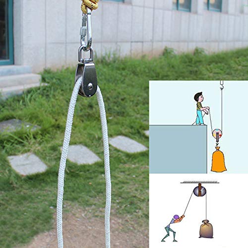 1-Pack M20 Single Pulley Block Stainless Steel Heavy Duty Hardware Single Wheel Swivel Rigging Lifting Wheel Fixed Pulley for Wire Rope Loading 75kg - size: 1-Pack M20