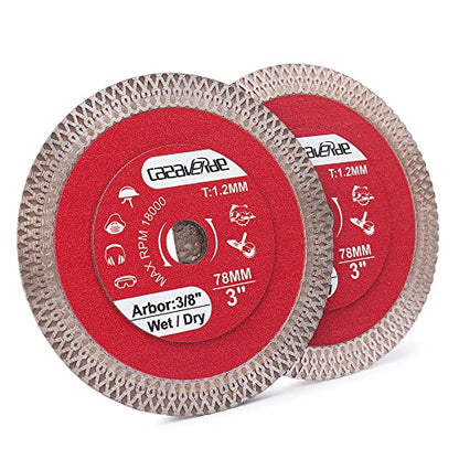 Casaverde 2 Pcs/Lot 3Inch 78mm Diamond Porcelain Saw Blades Tile Blade with 3/8" Arbor for Cutting Ceramic Tile,Stone Tile - size: 78mm