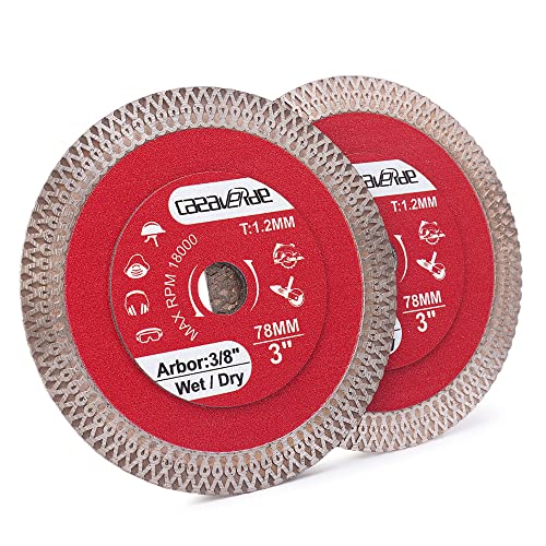 Casaverde 2 Pcs/Lot 3Inch 78mm Diamond Porcelain Saw Blades Tile Blade with 3/8" Arbor for Cutting Ceramic Tile,Stone Tile - size: 78mm