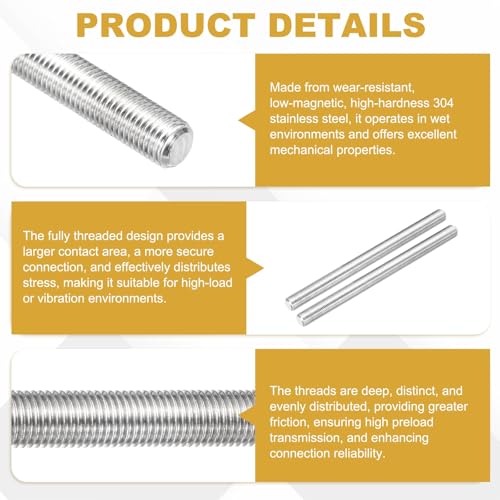 uxcell Fully Threaded Rod M10 x 1mm Pitch 100mm/4 Inch Threaded - size: M10x1mmx100mm