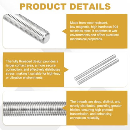 uxcell Fully Threaded Rod M10 x 1mm Pitch 100mm/4 Inch Threaded - size: M10x1mmx100mm