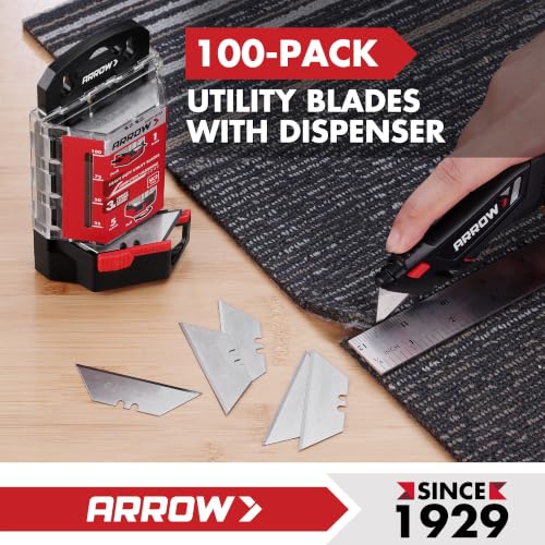 ARROW 100-Pack Utility Knife Blades, SK2 Steel Replacement Blades