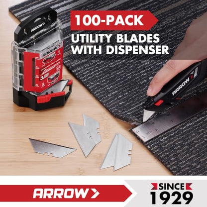 ARROW 100-Pack Utility Knife Blades, SK2 Steel Replacement Blades