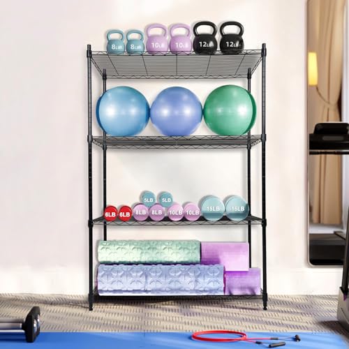 Whitmor 4 Tier Storage Shelving, Heavy Duty with Wheels, Adjustable Steel Organizer Wire Rack, 400 lbs Capacity per Shelf, Max 1600 lbs Total for Garage, Kitchen, Plant, 36" L x 14" W x 54" H, Black - color: Black, size: 4-TIER,36"L x 14"W x 54"H (With Wh