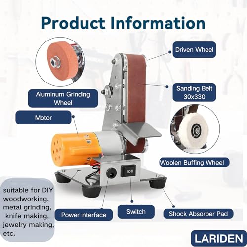 3-In-1 Mini Belt Sander, Adjustable Speed Electric Bench Grinder Sanding Machine, Table Top Grinder Polisher for DIY Craft Wood Stained Glass Jewelry Making Bench Grinder - size: 15x12x18cm/5.9x4.72x7.09in