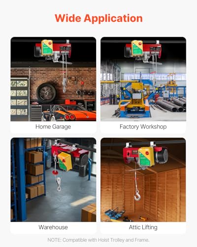 VEVOR 2200lbs Electric Hoist with Wireless Remote Control,110v Electric Hoist with Remote Control, 40ft/20ft Lifting Height & Motor, for Garage Warehouse Factory - size: 2200lbs Wireless