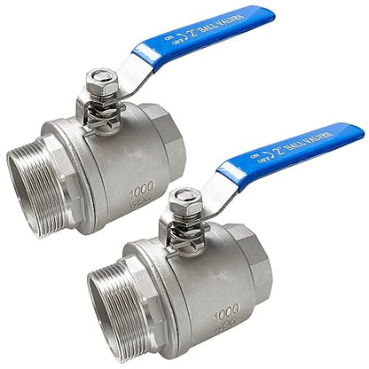 2" Male to Female Thread Full Port Ball Valves NPT 304 Stainless Steel for Water Oil Gas WOG1000 (Pack of 2) - size: 2-pack x 2 Inch