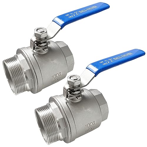 2" Male to Female Thread Full Port Ball Valves NPT 304 Stainless Steel for Water Oil Gas WOG1000 (Pack of 2) - size: 2-pack x 2 Inch