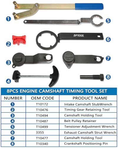 DPTOOL Engine Timing Tool Set for VAG EA211 1.0L 1.2L 1.4L 1.6 FSI TSI TFSI - size: 8PC