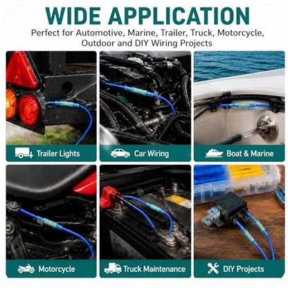 300PCS Heat Shrink Butt Wire Connectors, 22-10 AWG Insulated Waterproof Wire Electrical Connector kit，Wire Crimp Terminals Butt Splices for Marine Automotive Boat Truck Repair