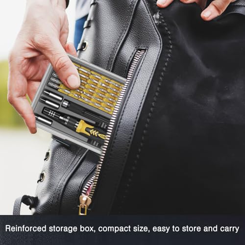 ORIA Small Screwdriver Set, 61 in 1 Precision Screwdriver Set with 57 Bits, Mini Screwdriver Repair Tools with Extension Rod for Mobile Phone, Game Console, Tablet, Yellow - color: Yellow